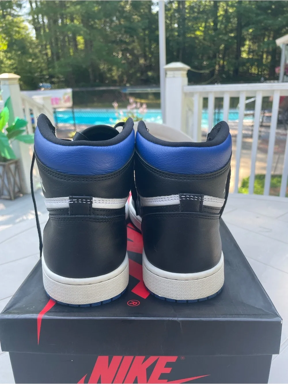 Jordan Men's High Top Sneakers - Black/White/Royal Blue